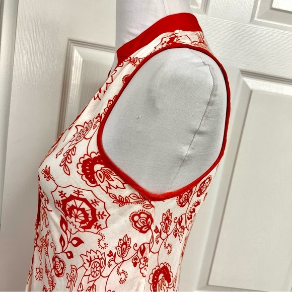 SEVEN ISLANDS New York Orange floral boho flowy resort midi dress women’s size M - Picture 3 of 8